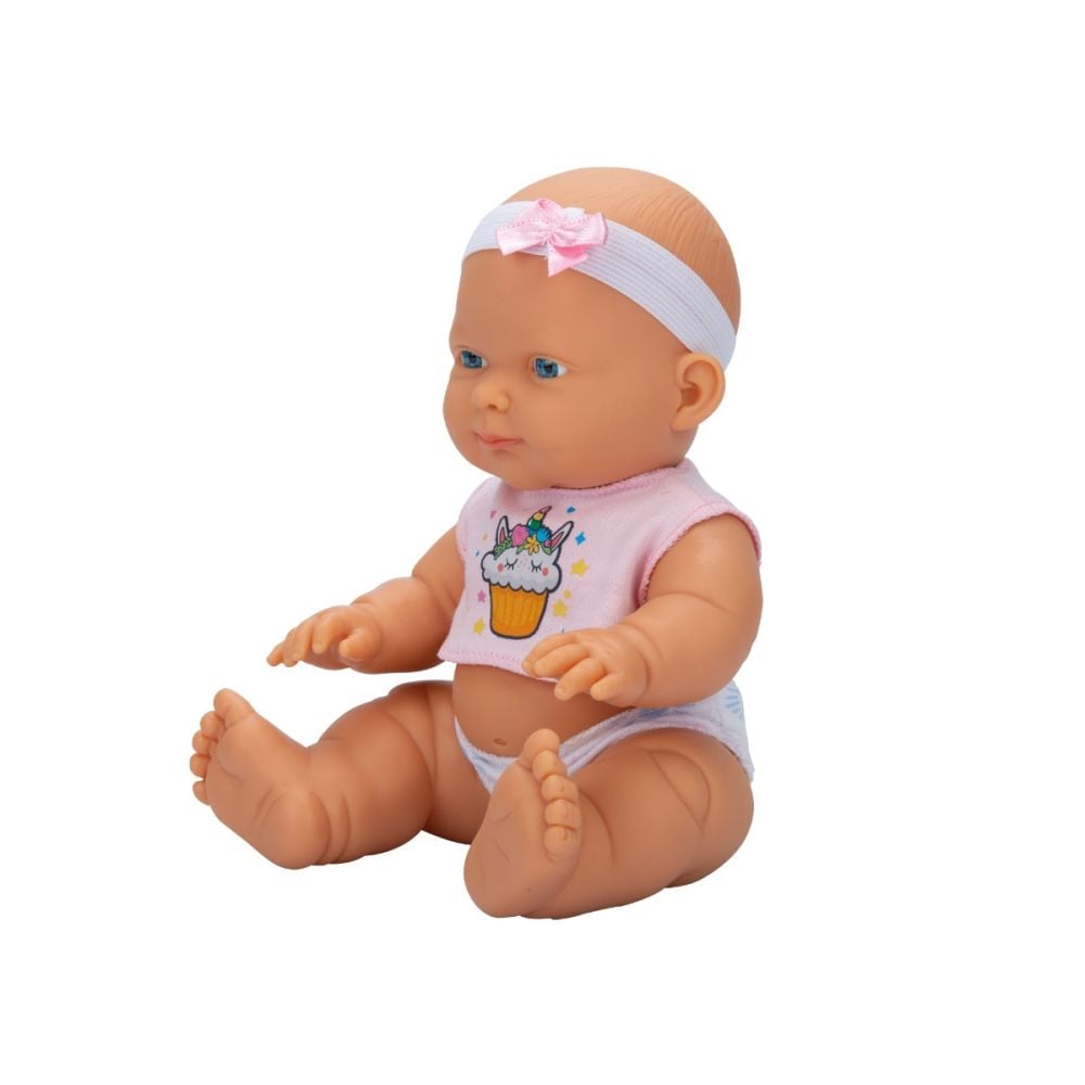 Papusa bebelus Ada, Dollz n More, cu pijama roz, 23 cm