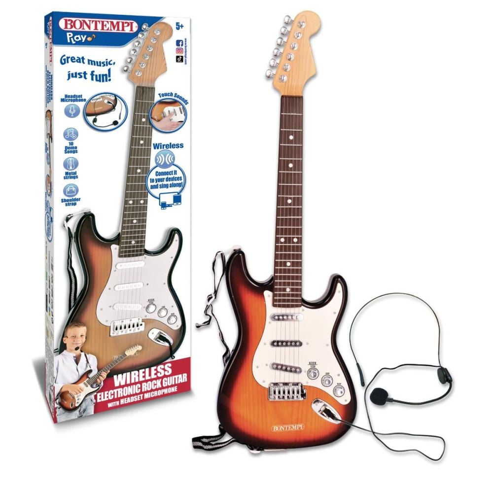 Chitara rock electronica cu microfon, Bontempi, Wireless, 67 cm