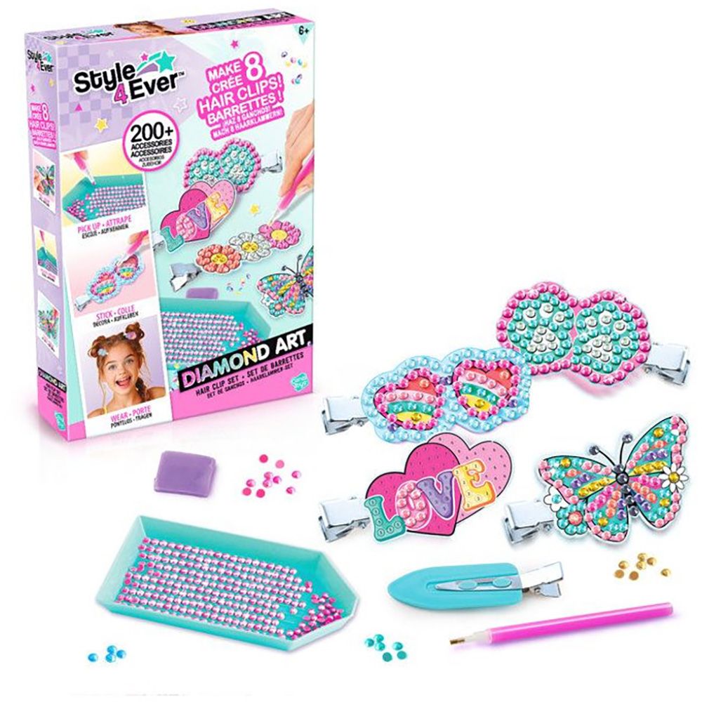 Set de creat 8 agrafe de par, Style 4 Ever, Diamond Art