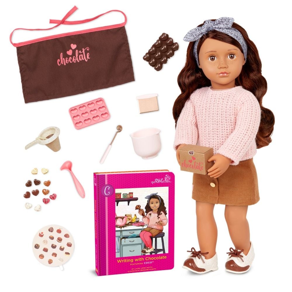 Papusa Coco cu atelier de ciocolata, Our Generation, 46 cm