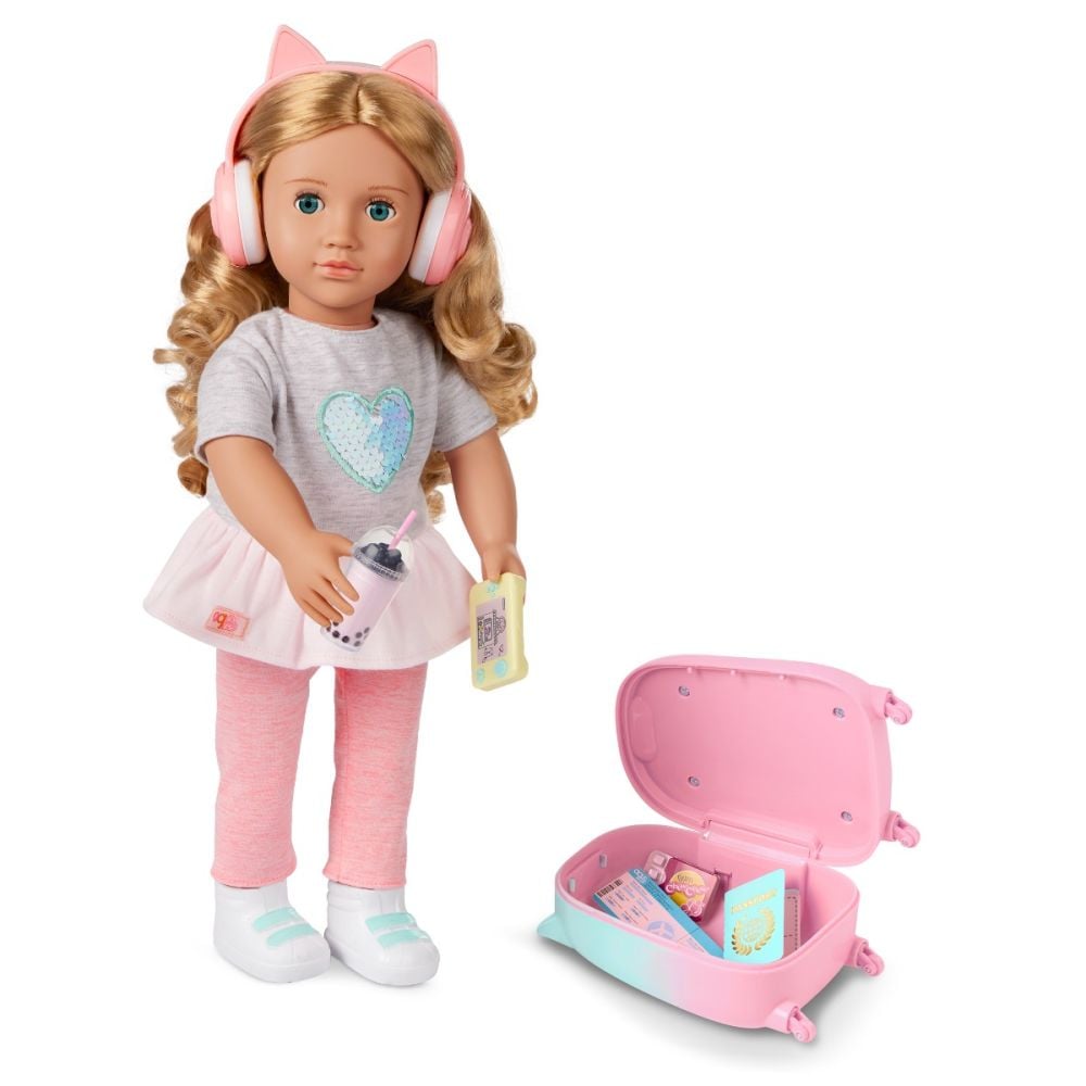 Papusa Linzi cu accesorii de calatorie, Our Generation, 46 cm