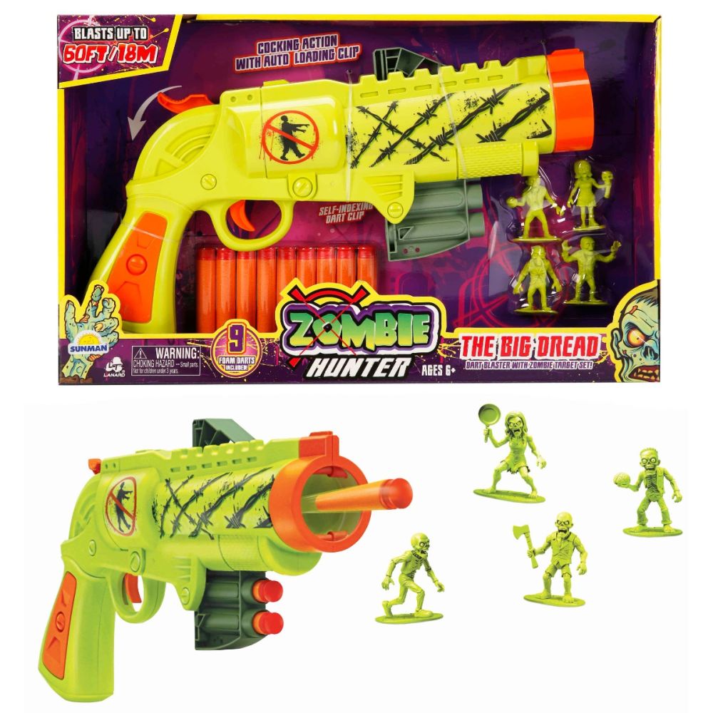 Pistol cu 9 sageti din burete, Lanard Toys, Zombie Hunter