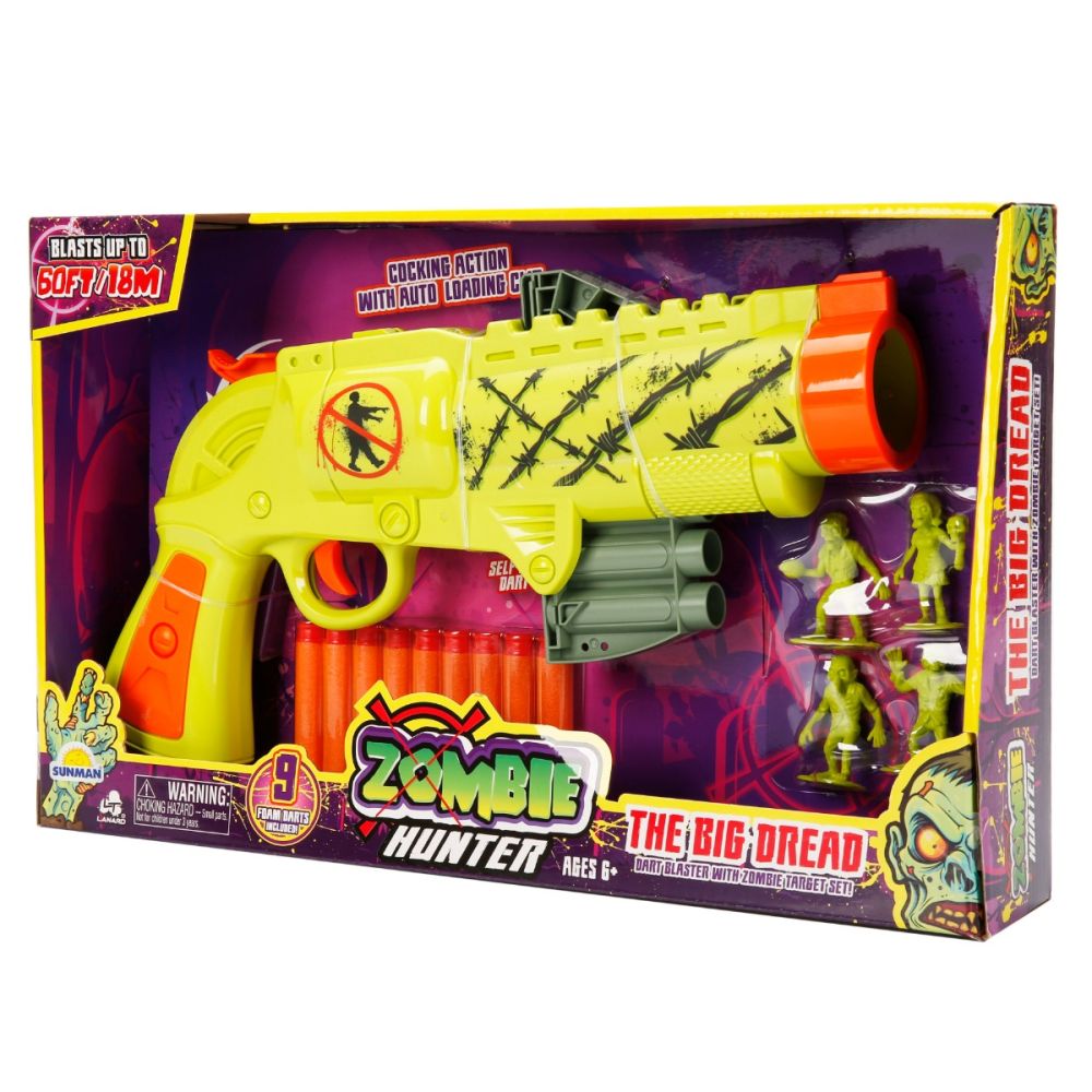 Pistol cu 9 sageti din burete, Lanard Toys, Zombie Hunter