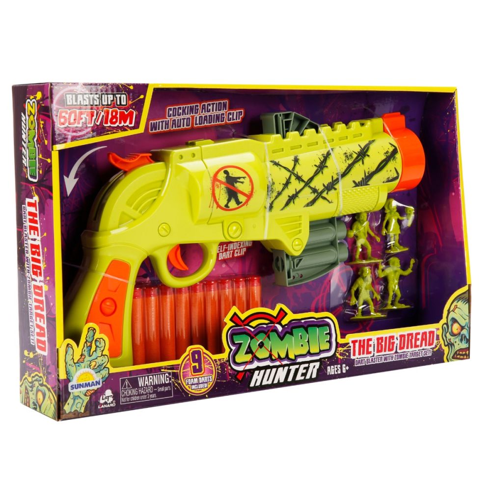 Pistol cu 9 sageti din burete, Lanard Toys, Zombie Hunter