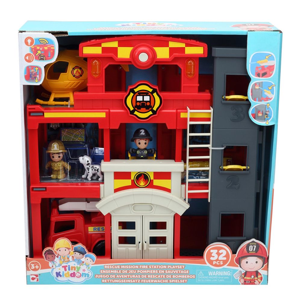 Set de joaca, Tiny Kiddom, Sectia de pompieri, 32 piese