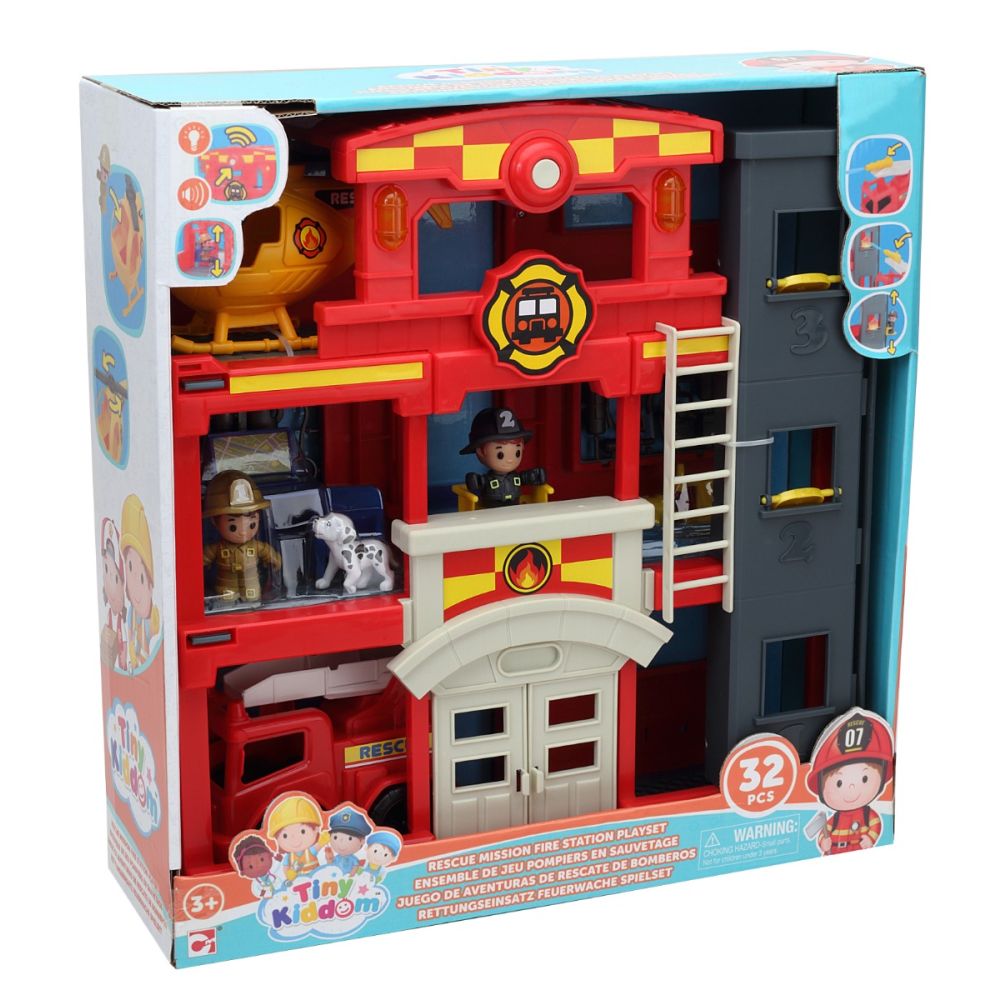 Set de joaca, Tiny Kiddom, Sectia de pompieri, 32 piese