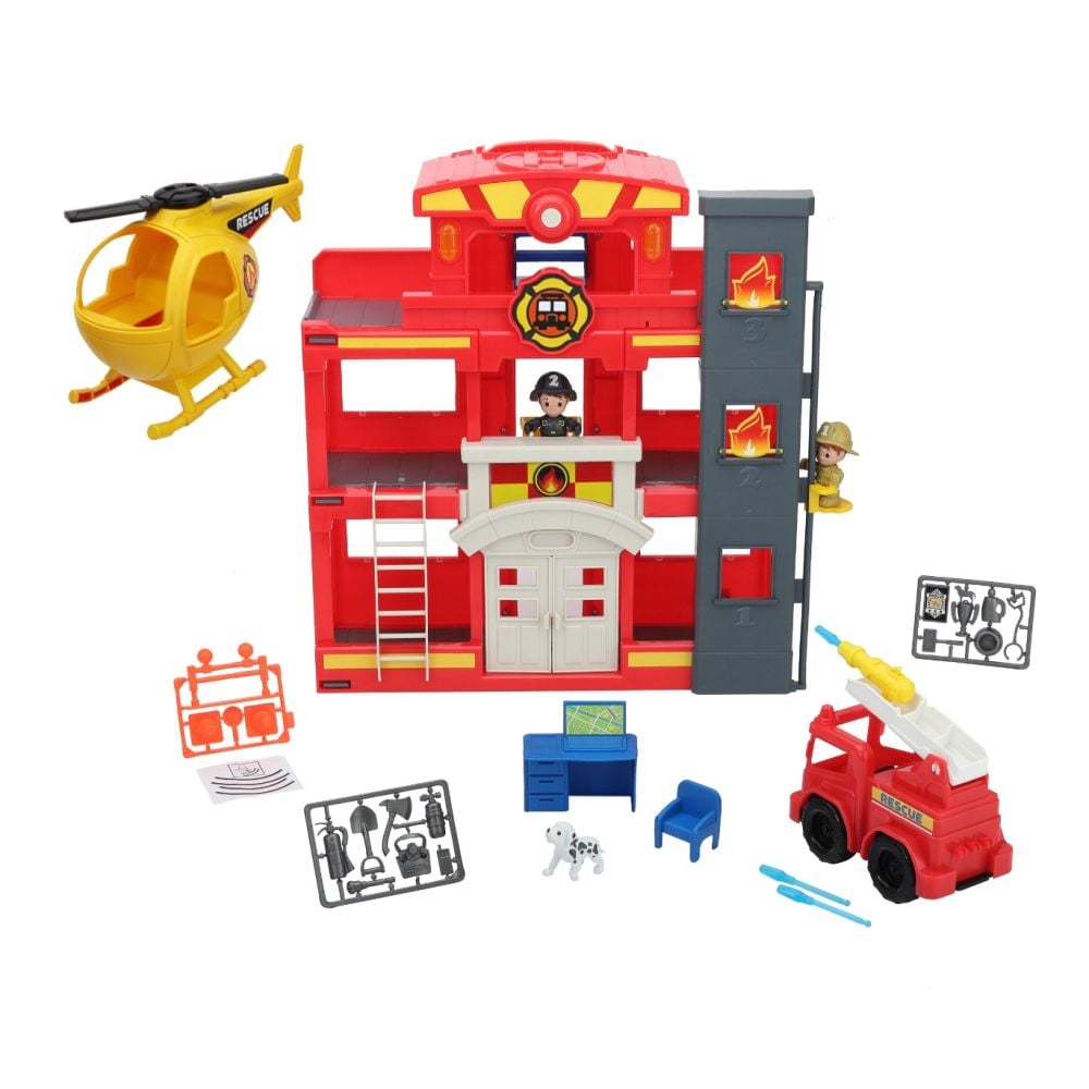 Set de joaca, Tiny Kiddom, Sectia de pompieri, 32 piese