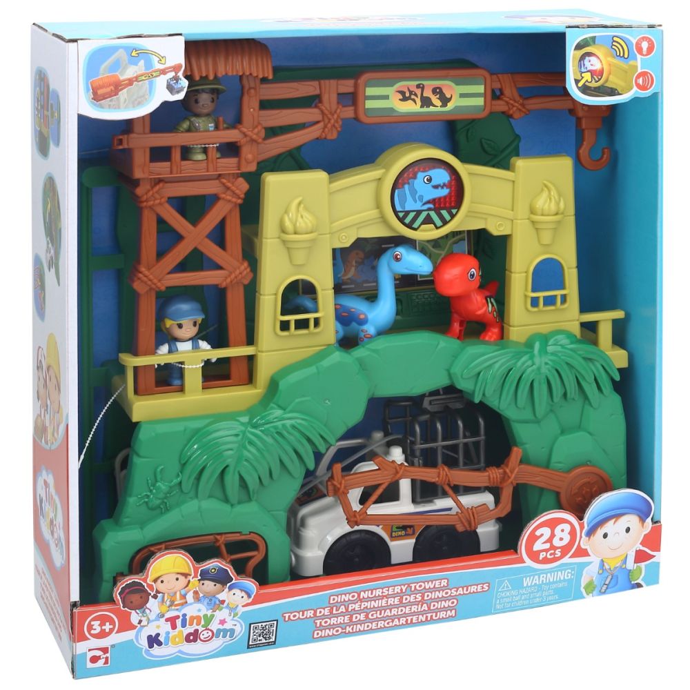 Set de joaca, Tiny Kiddom, Dino Nursery Tower, 28 piese