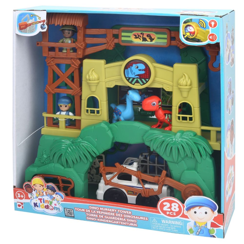 Set de joaca, Tiny Kiddom, Dino Nursery Tower, 28 piese