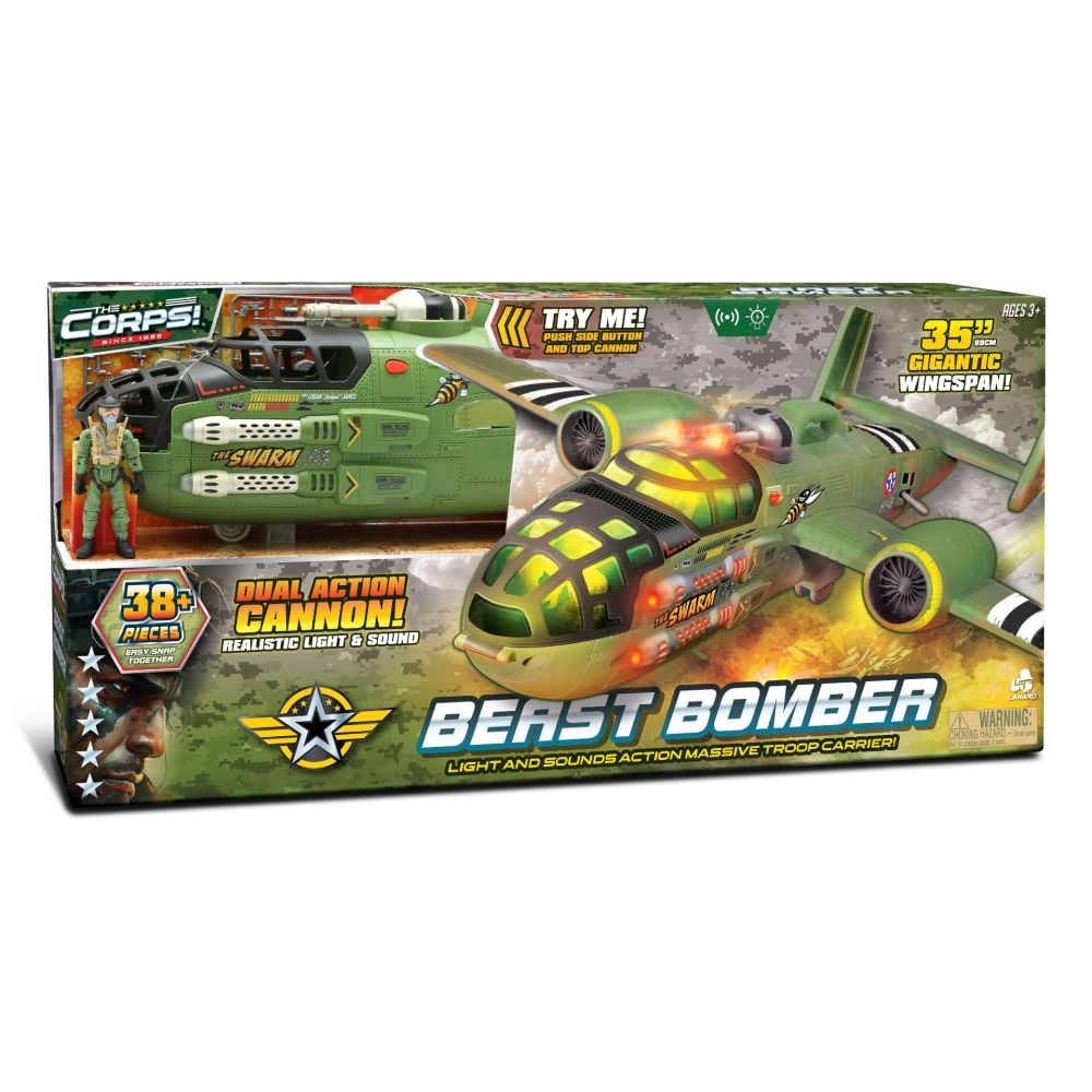 Set avion militar cu figurina, The Corps Universe, Lanard Toys, Beast Bomber