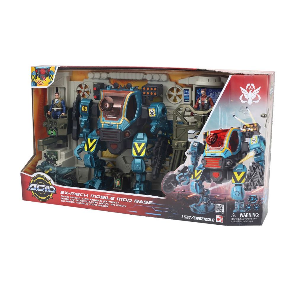 Set de joaca figurina si robot cu accesorii, ACID, Ex-Mech Mobile Mod Base