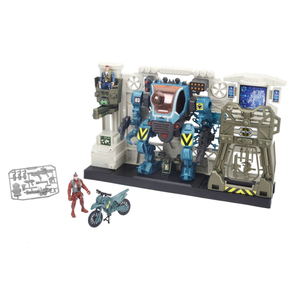 Set de joaca figurina si robot cu accesorii, ACID, Ex-Mech Mobile Mod Base