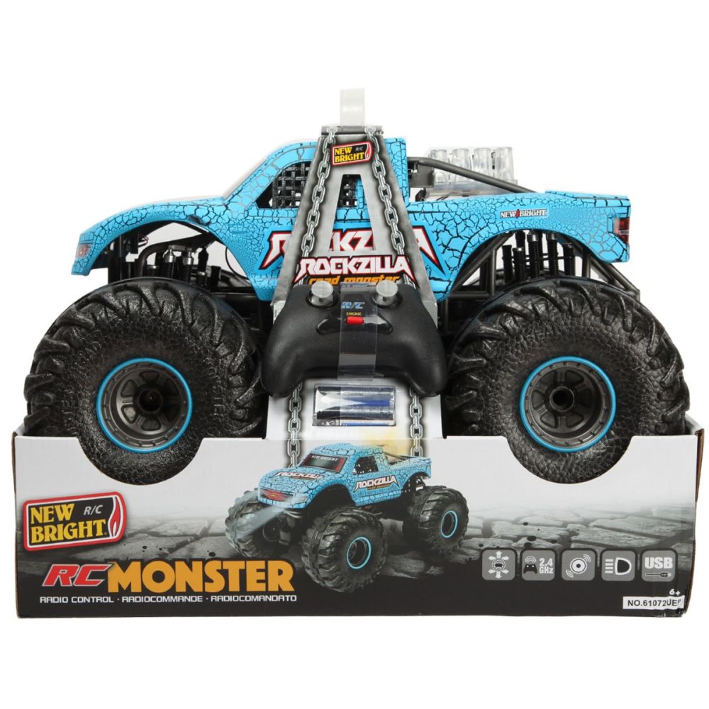 Masina cu telecomanda, New Bright, RockZilla, 1:10, Albastru