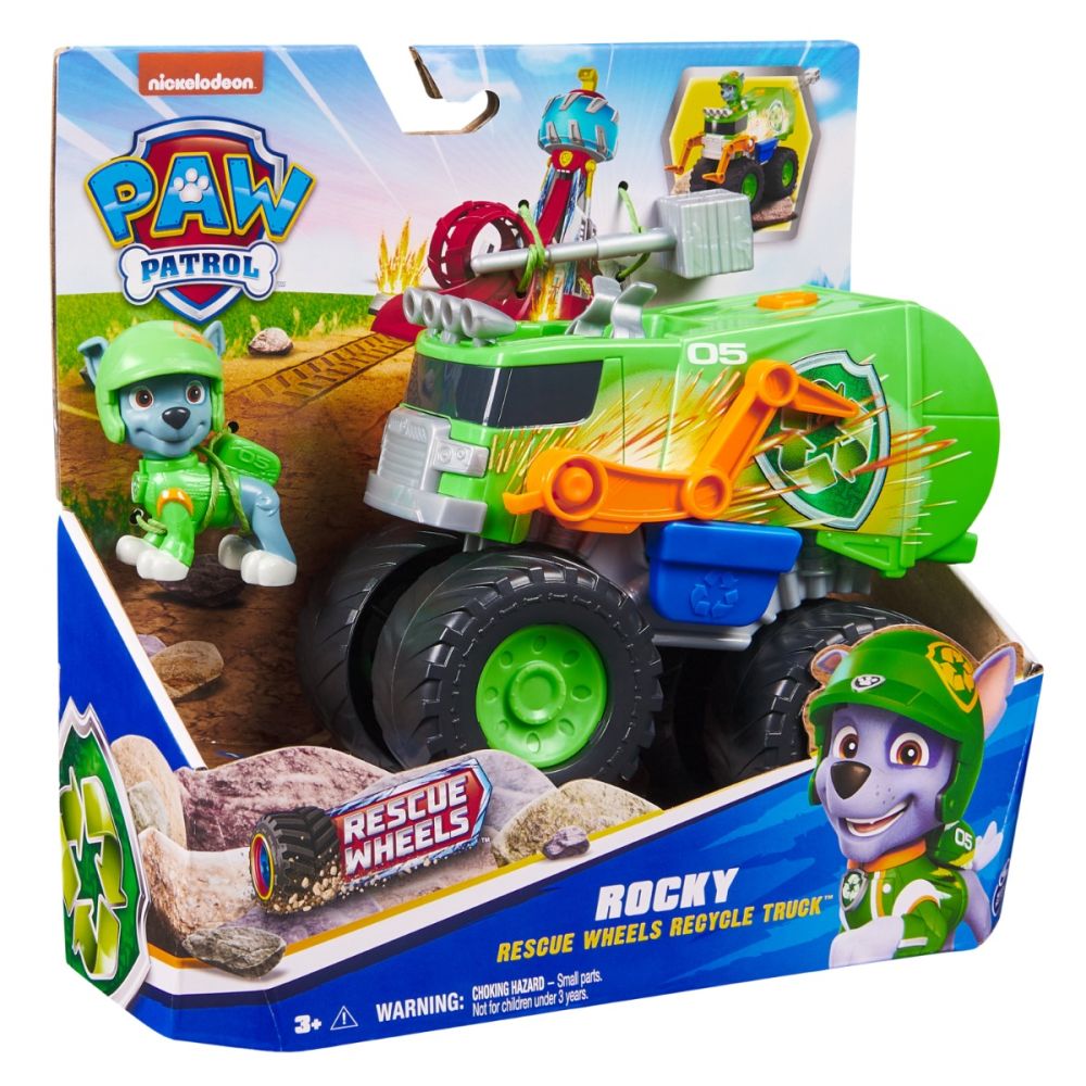 Vehicul cu figurina Rocky, Paw Patrol, Rescue Wheels Recycle Truck, 6069331