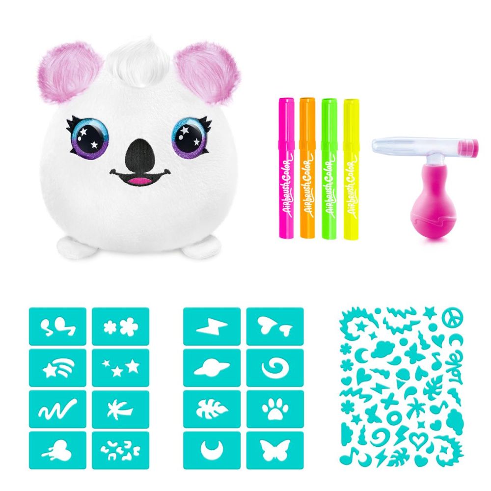Jucarie de plus de colorat, Airbrush Plush, Neon, Koala, S2