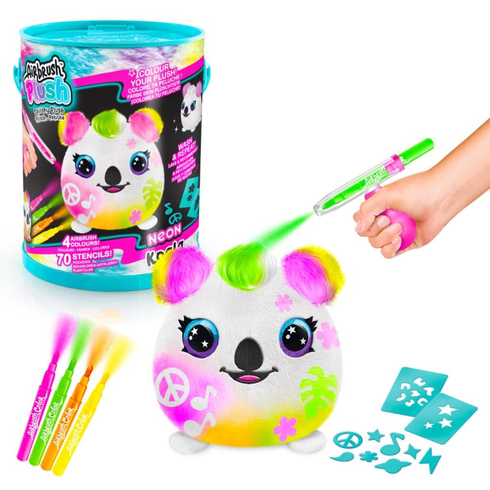 Jucarie de plus de colorat, Airbrush Plush, Neon, Koala, S2