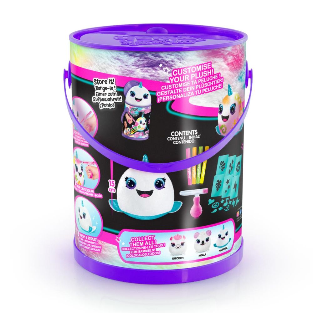 Jucarie de plus de colorat, Airbrush Plush, Neon, Narwhal, S2