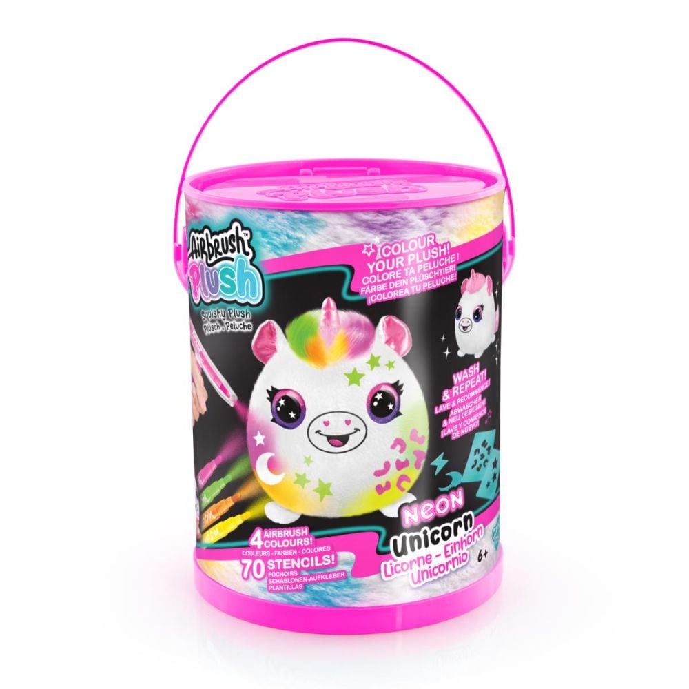 Jucarie de plus de colorat, Airbrush Plush, Neon, Unicorn, S2
