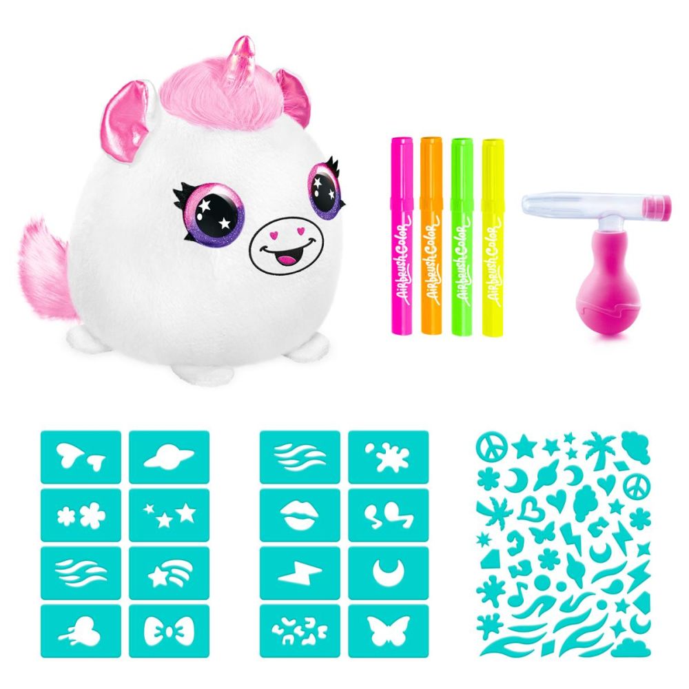 Jucarie de plus de colorat, Airbrush Plush, Neon, Unicorn, S2