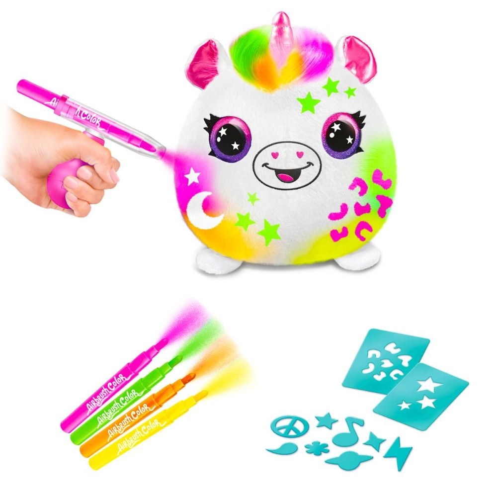 Jucarie de plus de colorat, Airbrush Plush, Neon, Unicorn, S2