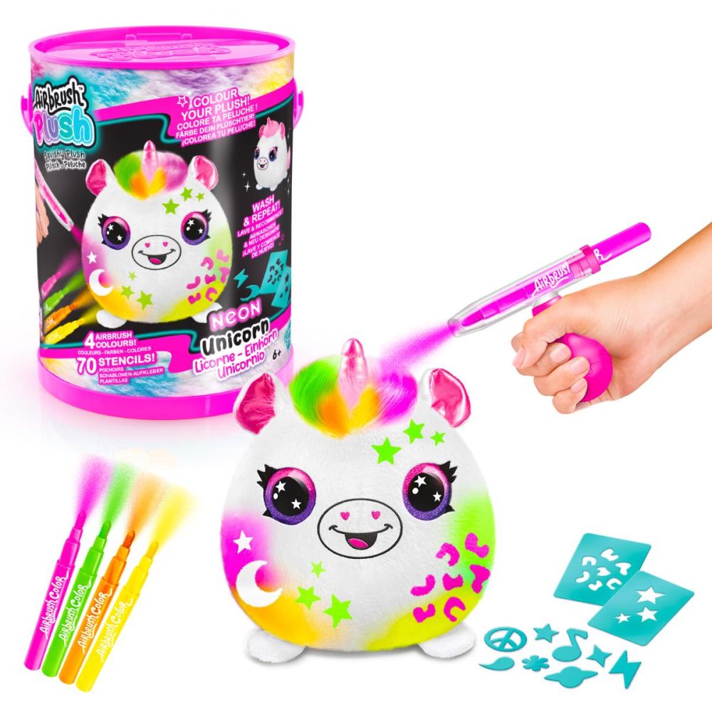 Jucarie de plus de colorat, Airbrush Plush, Neon, Unicorn, S2 | Noriel