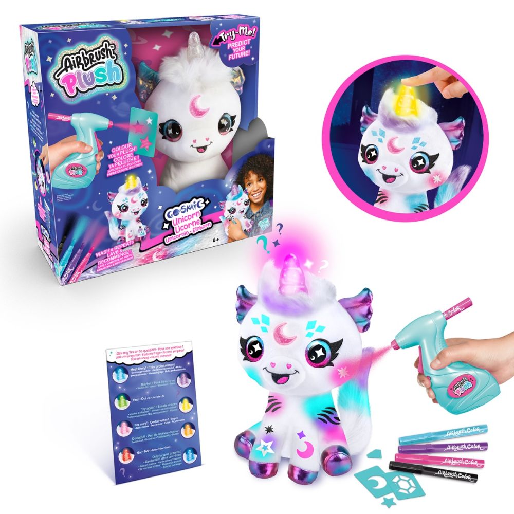 Jucarie de plus de colorat, Airbrush Plush, Light Up Cosmic Unicorn