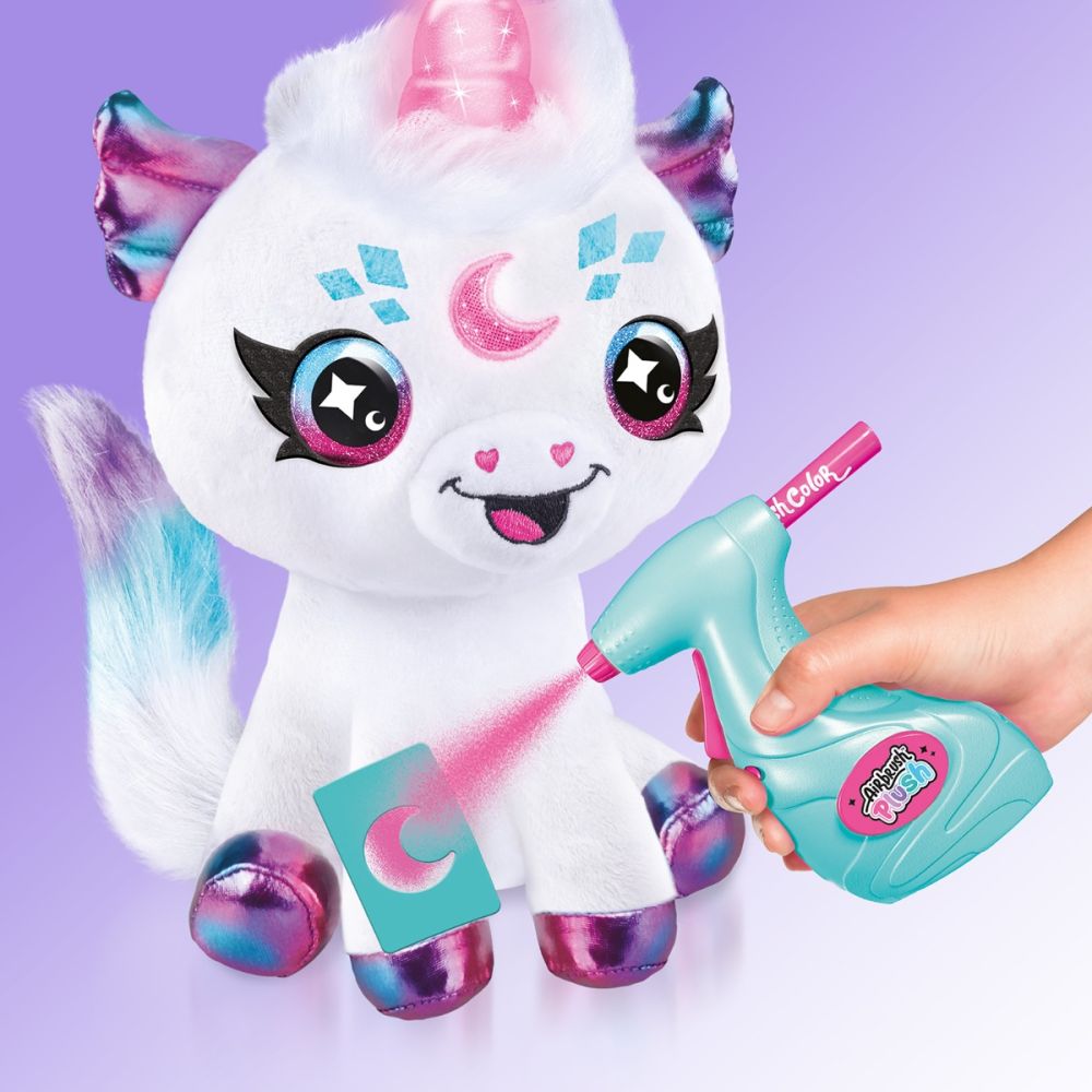 Jucarie de plus de colorat, Airbrush Plush, Light Up Cosmic Unicorn