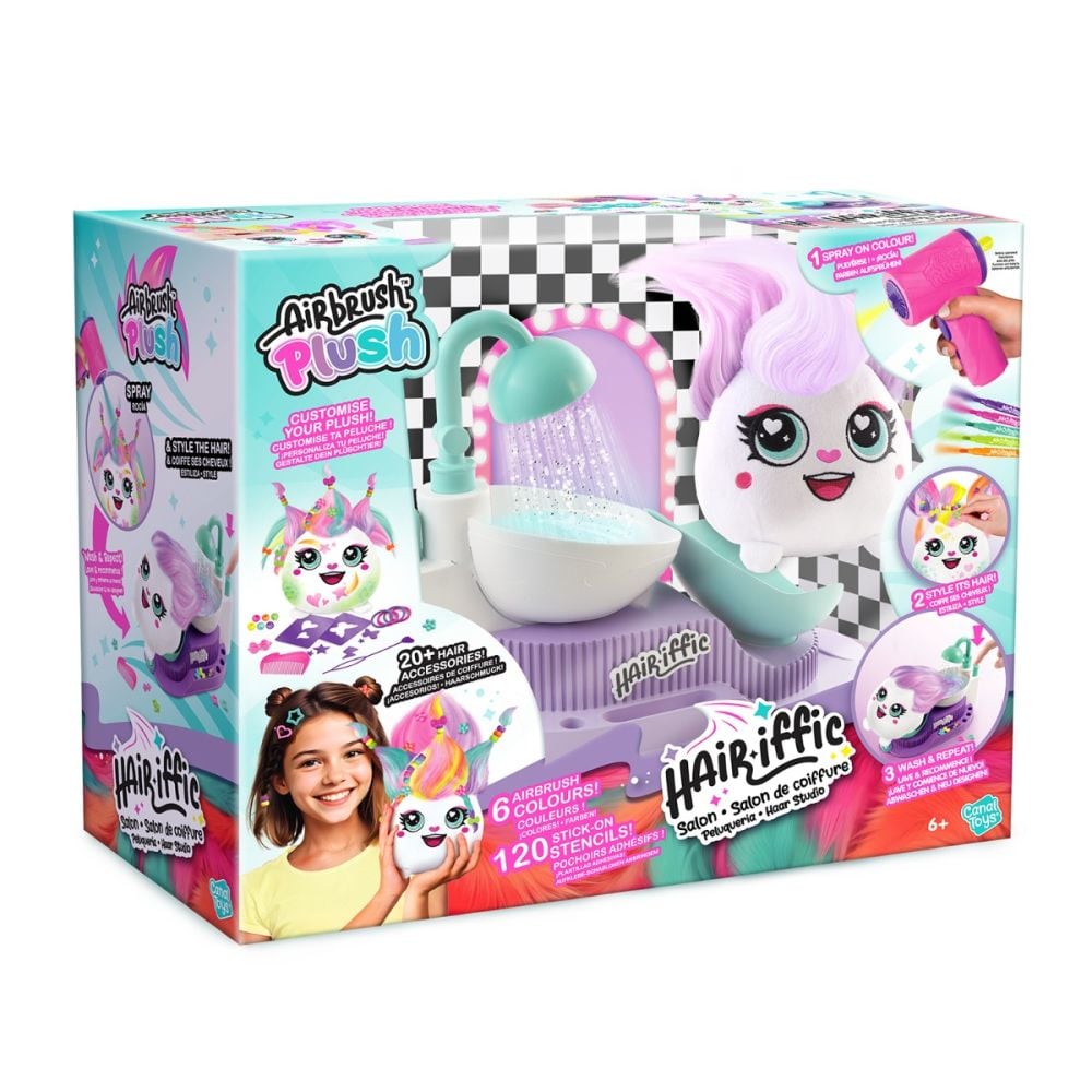 Jucarie de plus de colorat, Airbrush Plush, Hair iffic Salon