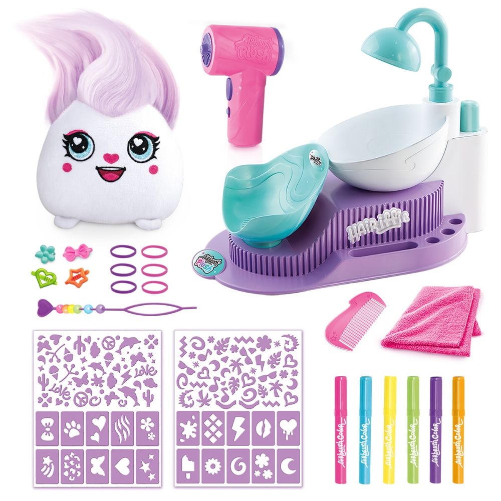 Jucarie de plus de colorat, Airbrush Plush, Hair iffic Salon