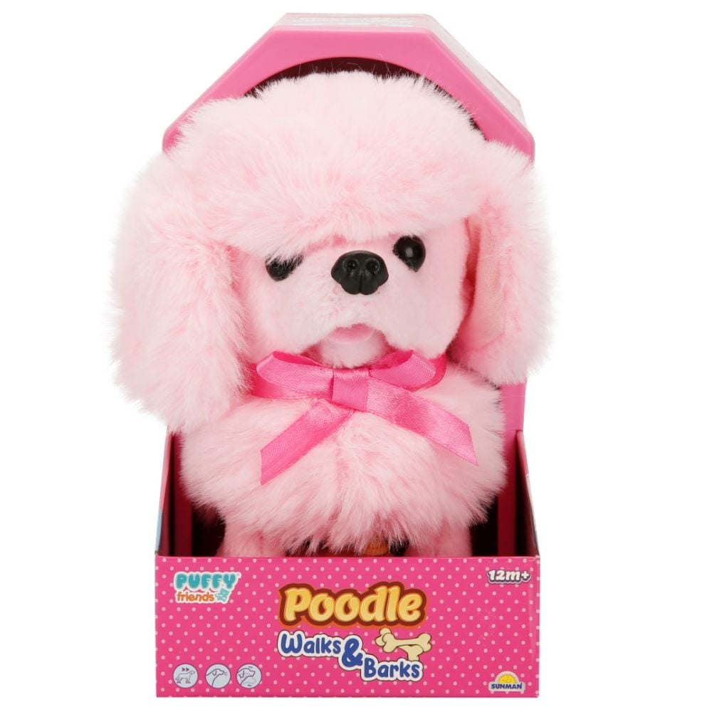 Jucarie de plus interactiva, catelus Pudel, Puffy Friends, Roz