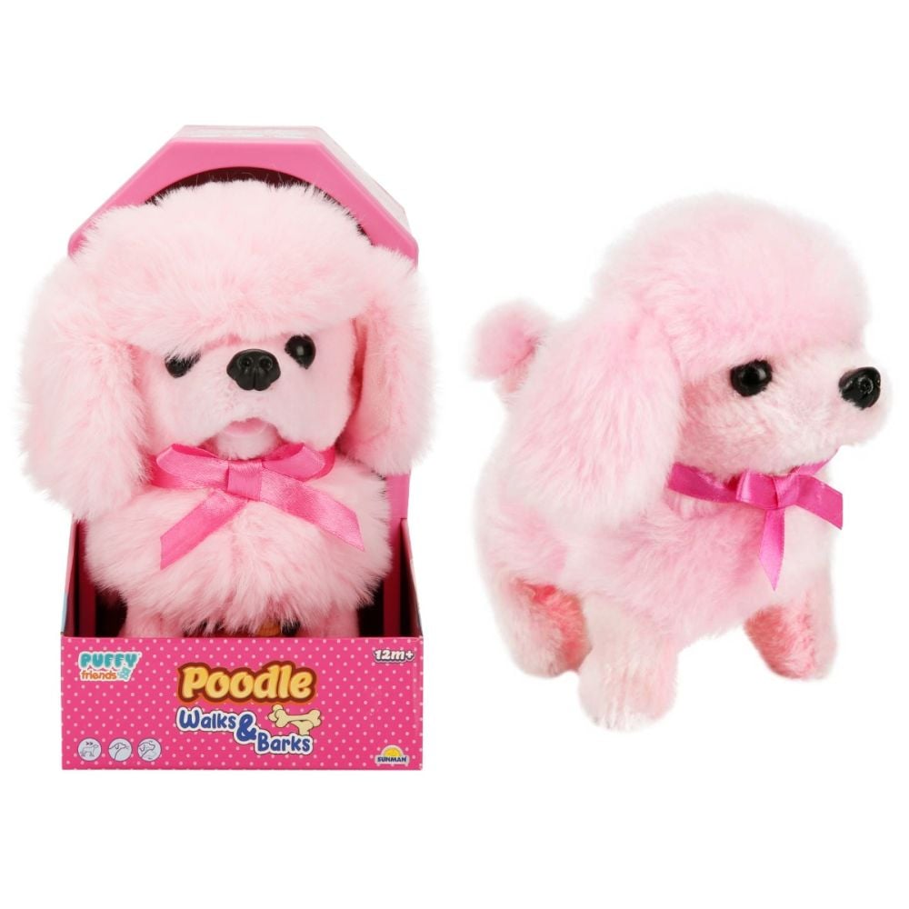 Jucarie de plus interactiva, catelus Pudel, Puffy Friends, Roz