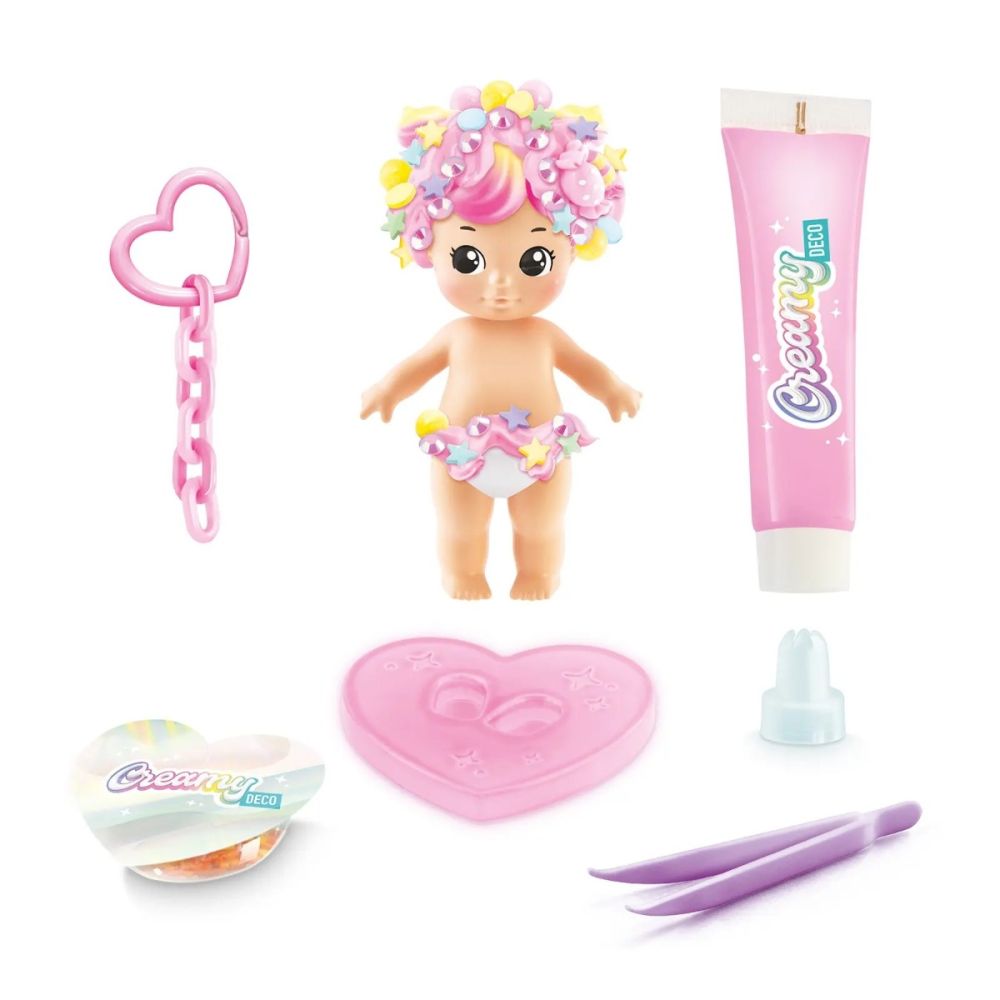 Breloc surpriza cu accesorii de personalizat, Creamy Deco, S1