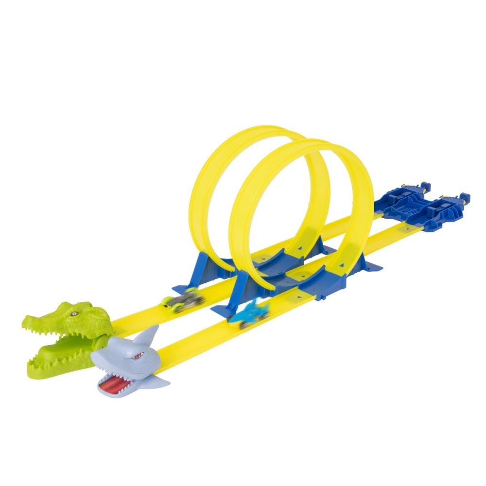 Set de joca pista cu 2 masini, Teamsterz, Turbo City, Swamp Attack