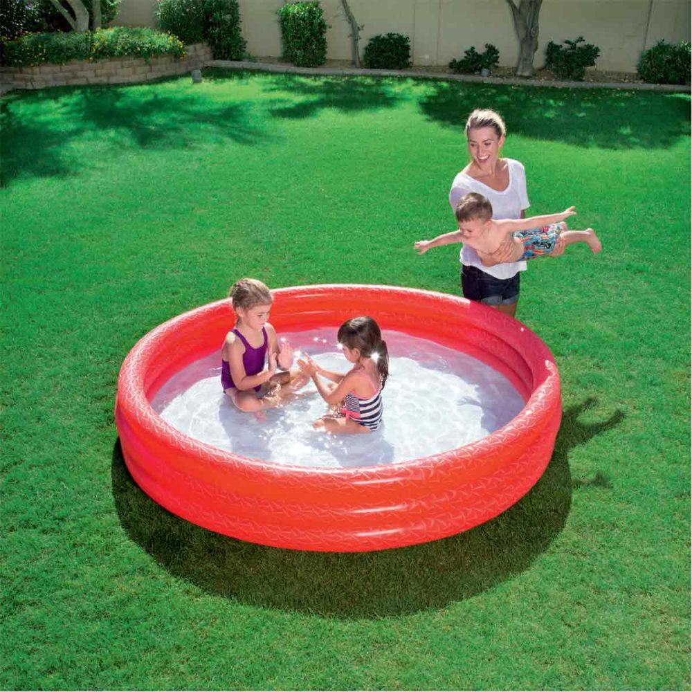 Piscina gonflabila rotunda, 3 inele, Bestway, Rosu, 183 x 33 cm