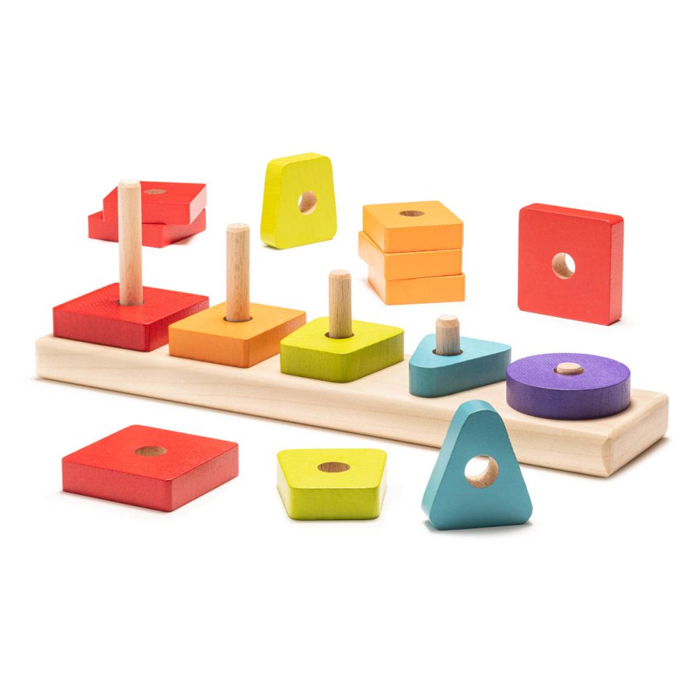 Joc din lemn, Cubika, Forme geometrice, 16 piese