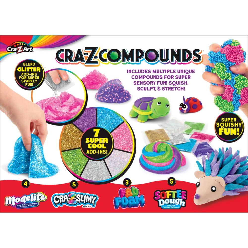 Set de creat slime cu sclipici, Cra-Z-Art, Cra-Z Compounds, 7 Ads-in Cool