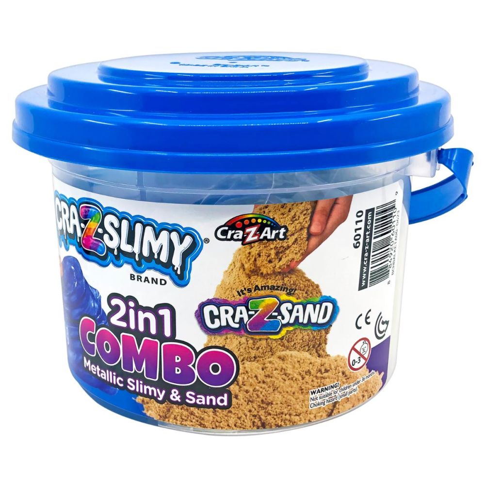 Galetusa cu slime si nisip, Cra-Z-Art, 2in1 Combo Metallic Slimy&Sand