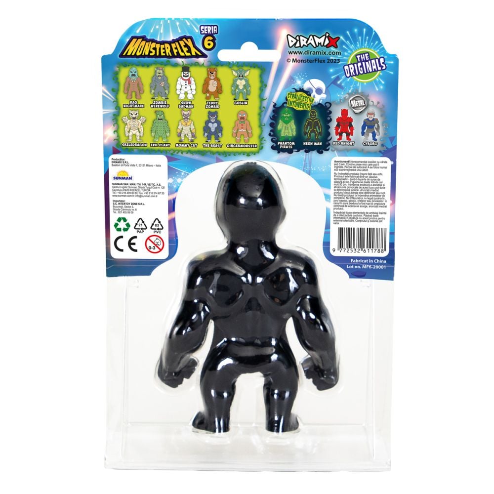 Figurina Monster Flex, Monstrulet care se intinde, S6, Neon Man