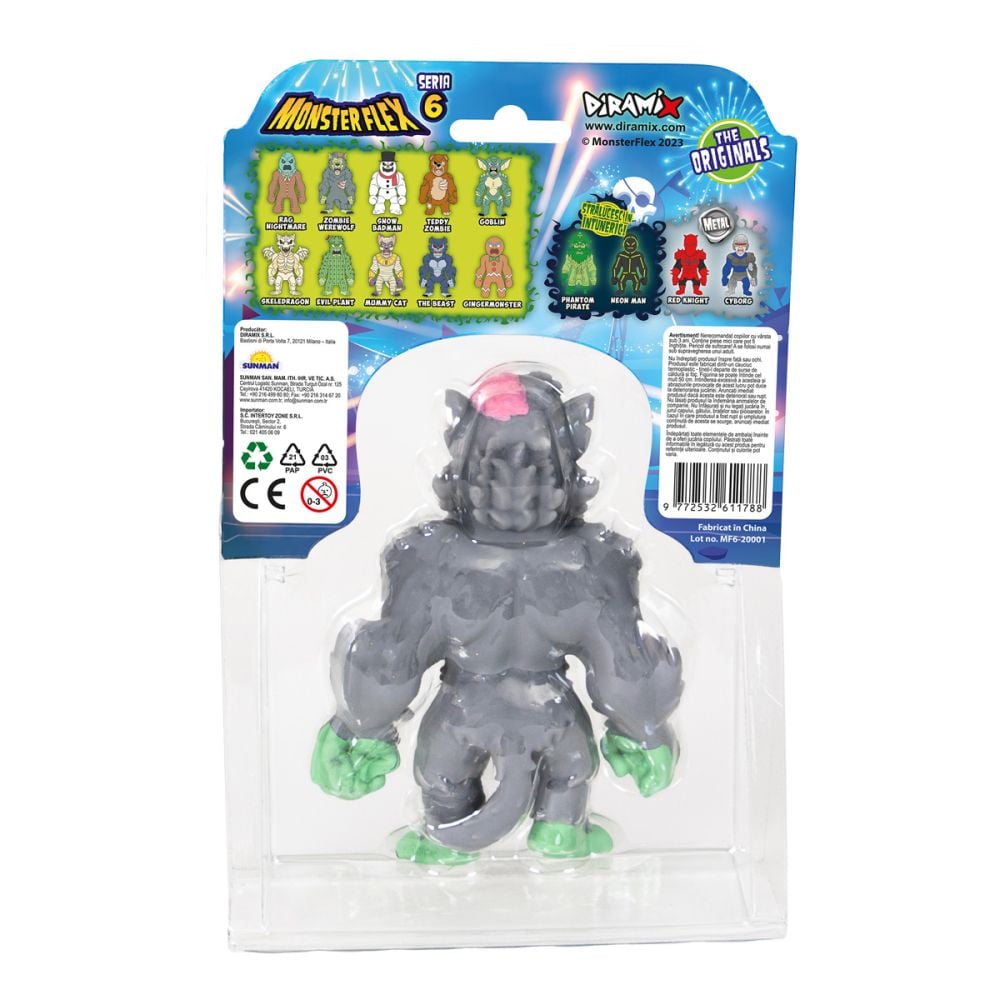 Figurina Monster Flex, Monstrulet care se intinde, S6, Zombie Werewolf