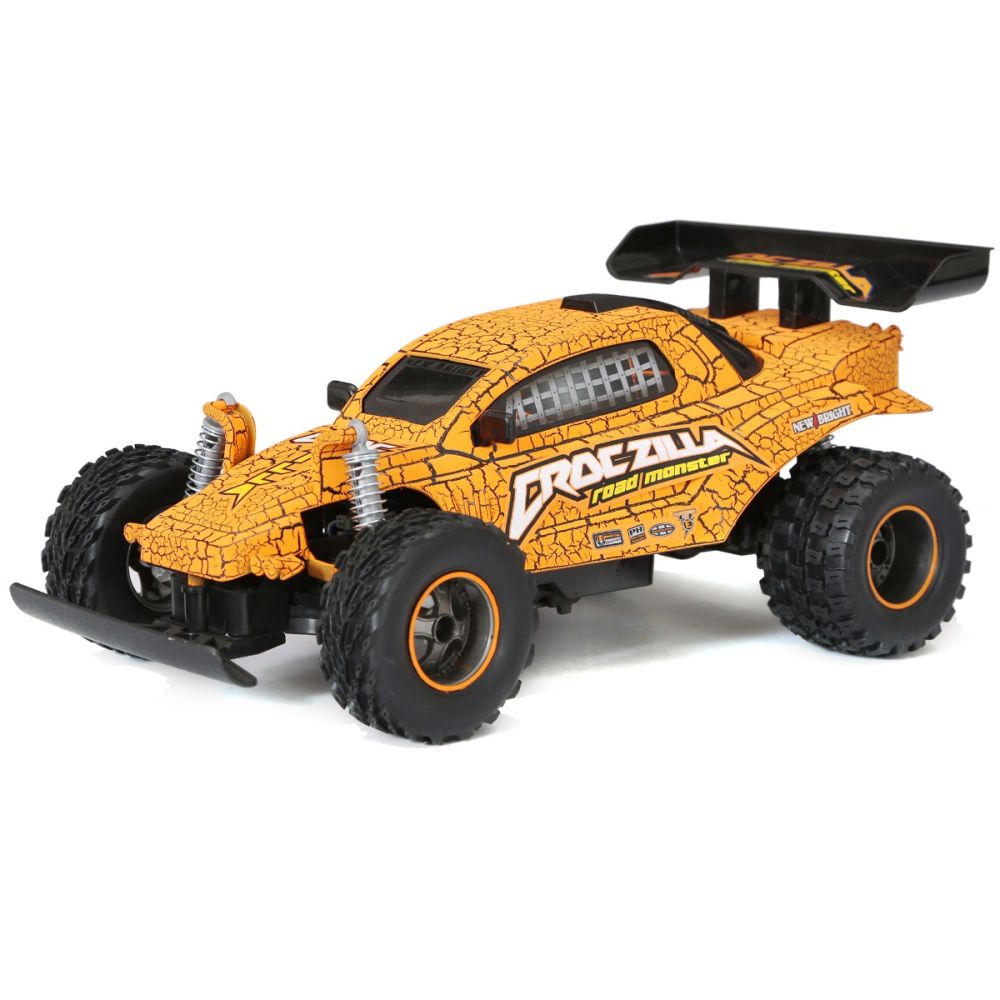 Masina cu telecomanda, New Bright, Road Monster, CrocZilla, 1:16, Portocaliu