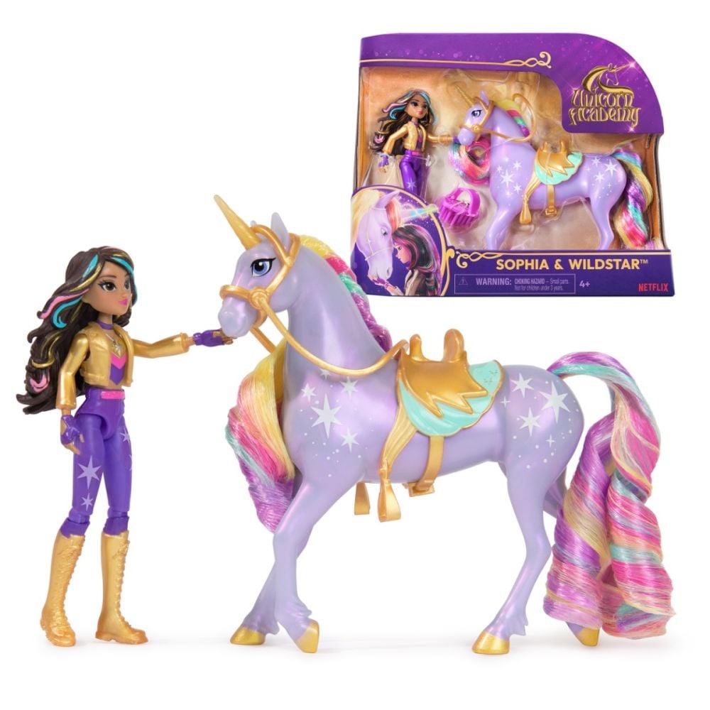 Set de joaca cu papusa, Unicorn Academy, Sophia si Wildstar, 6066838
