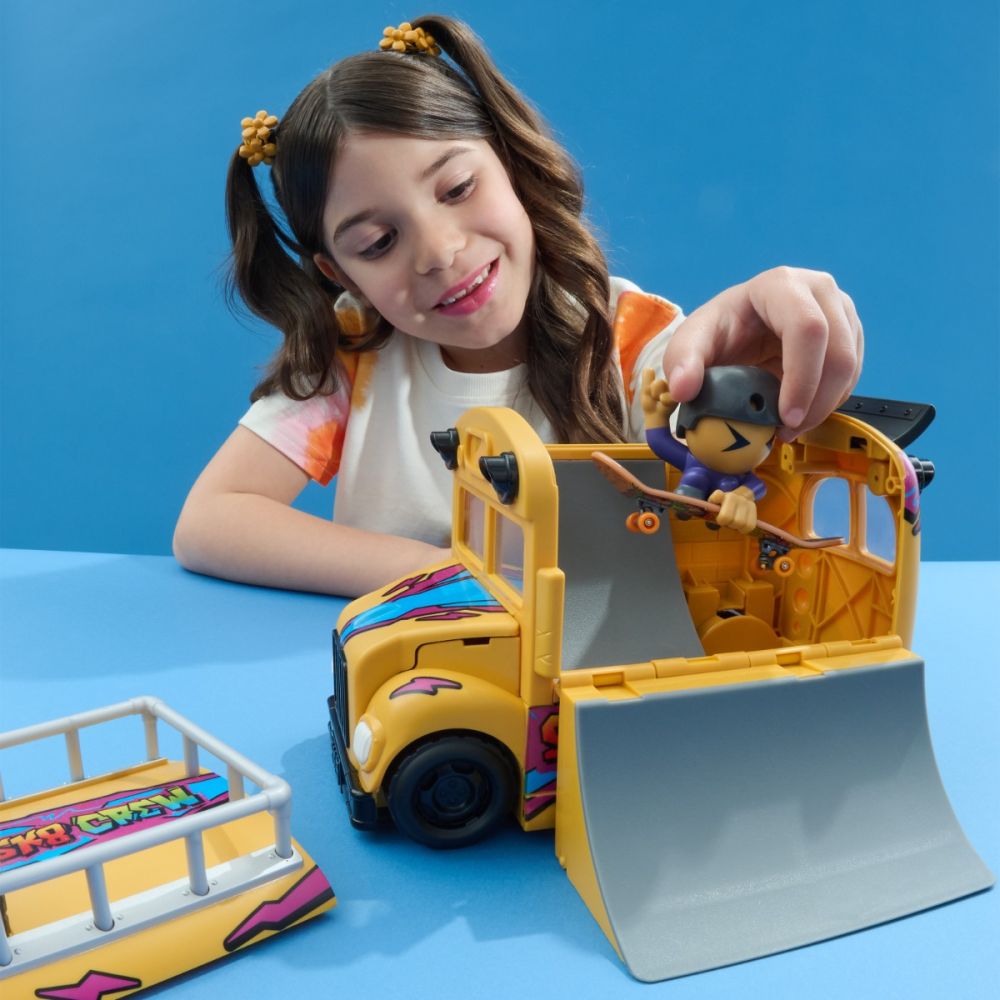 Set autobuz cu mini skateboard si figurina, Tech Deck, SK8 Crew
