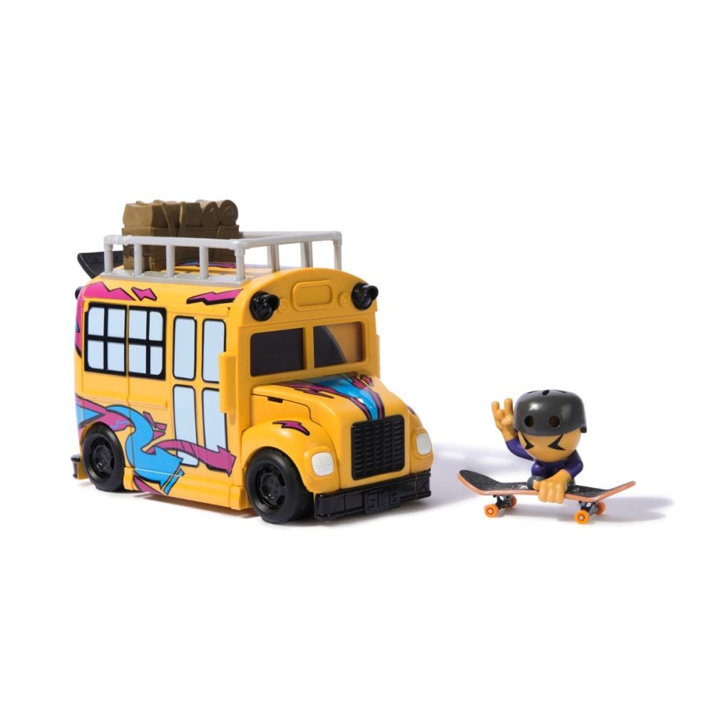 Set autobuz cu mini skateboard si figurina, Tech Deck, SK8 Crew, 6071034