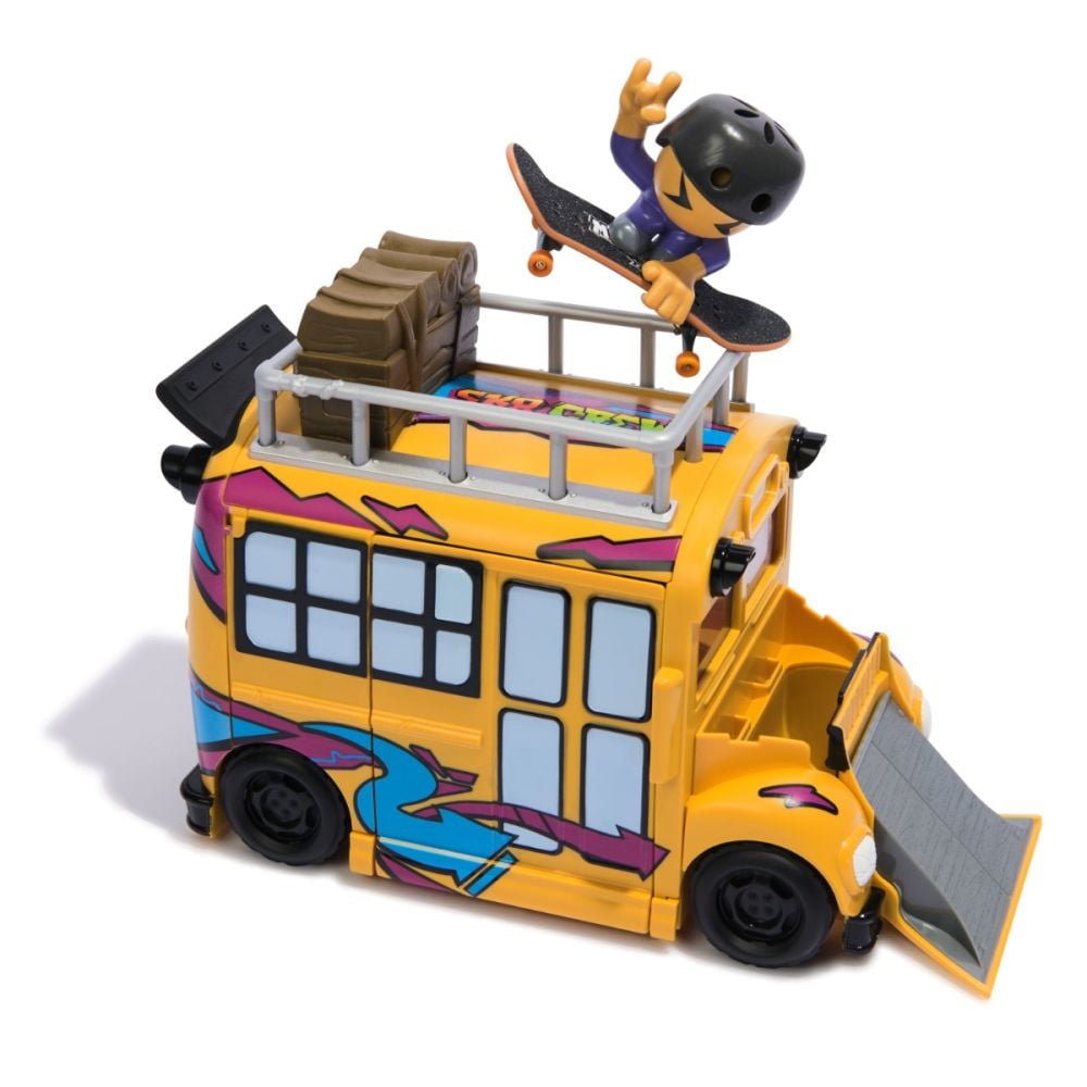 Set autobuz cu mini skateboard si figurina, Tech Deck, SK8 Crew, 6071034