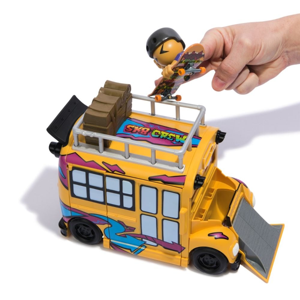 Set autobuz cu mini skateboard si figurina, Tech Deck, SK8 Crew, 6071034