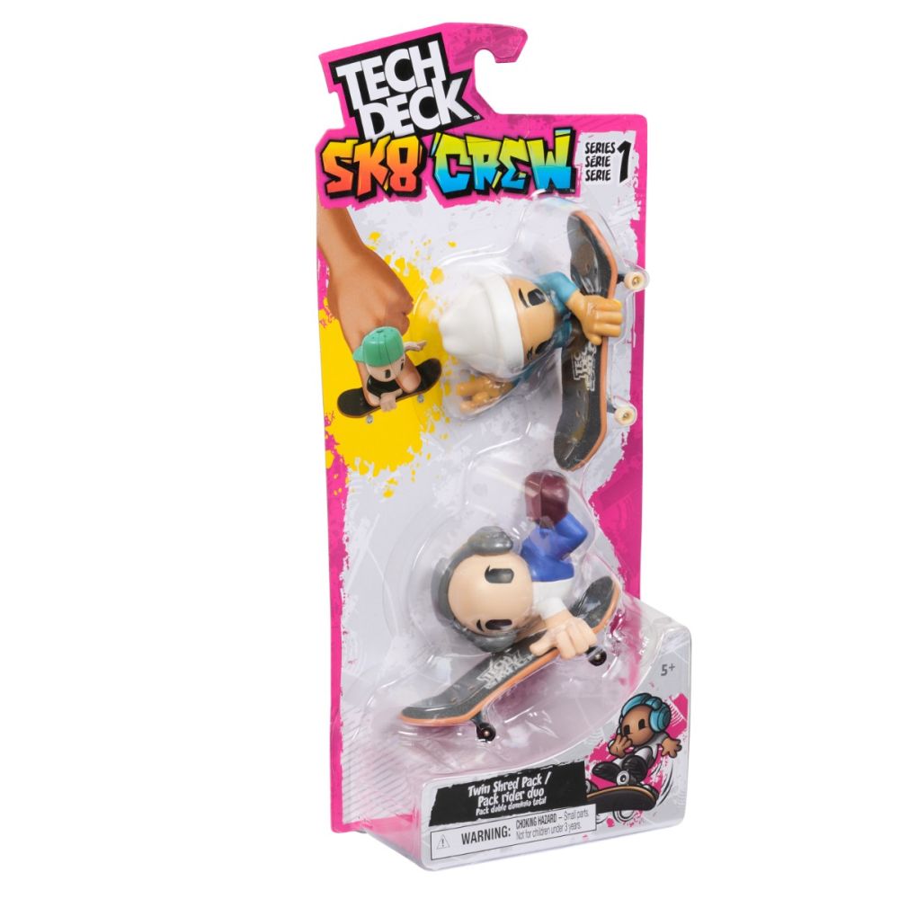 Set 2 mini placi de skateboard cu 2 figurine, Tech Deck, SK8 Crew, 20148775