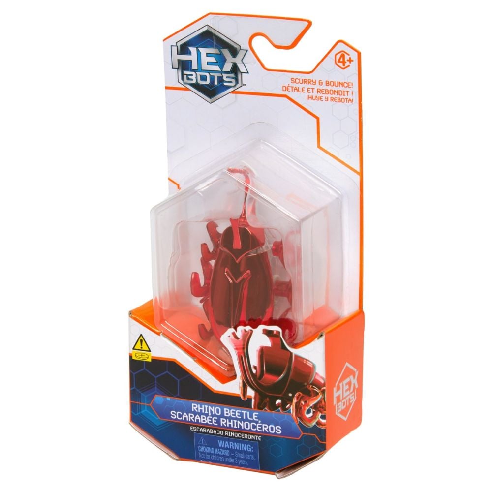 Figurina interactiva, Hexbots, Rhino Beetle, Scarabee Rhinoceros, Rosu, 20149630