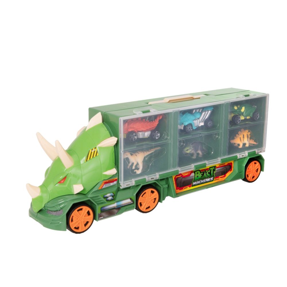 Transportator Dino cu masini si figurine, Teamsterz Beast Machines