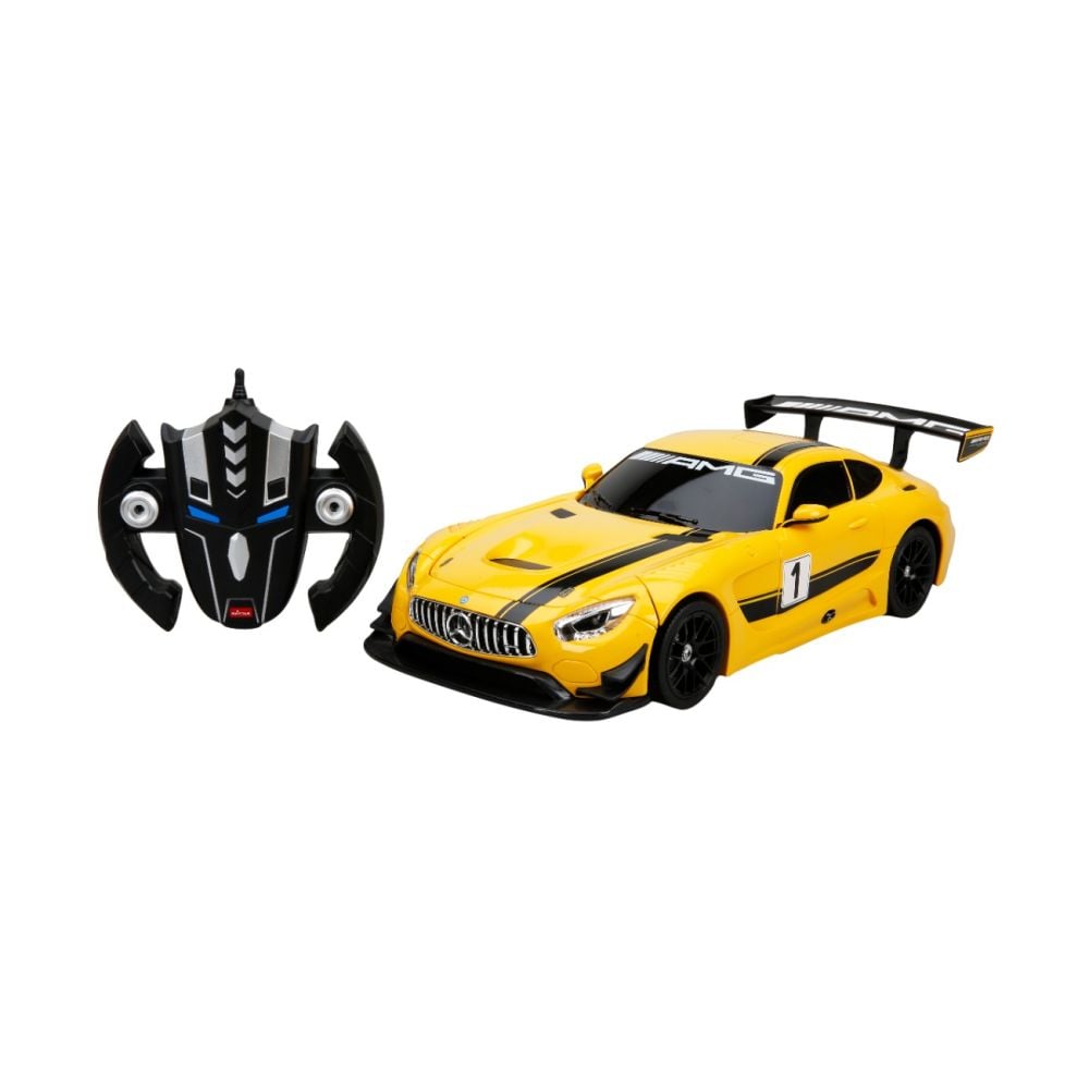 Masina transformabila cu telecomanda, Rastar, Mercedes AMG GT3, 1:14, Galben