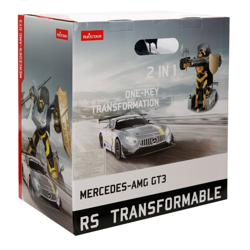 Masina transformabila cu telecomanda, Rastar, Mercedes AMG GT3, 1:14, Galben